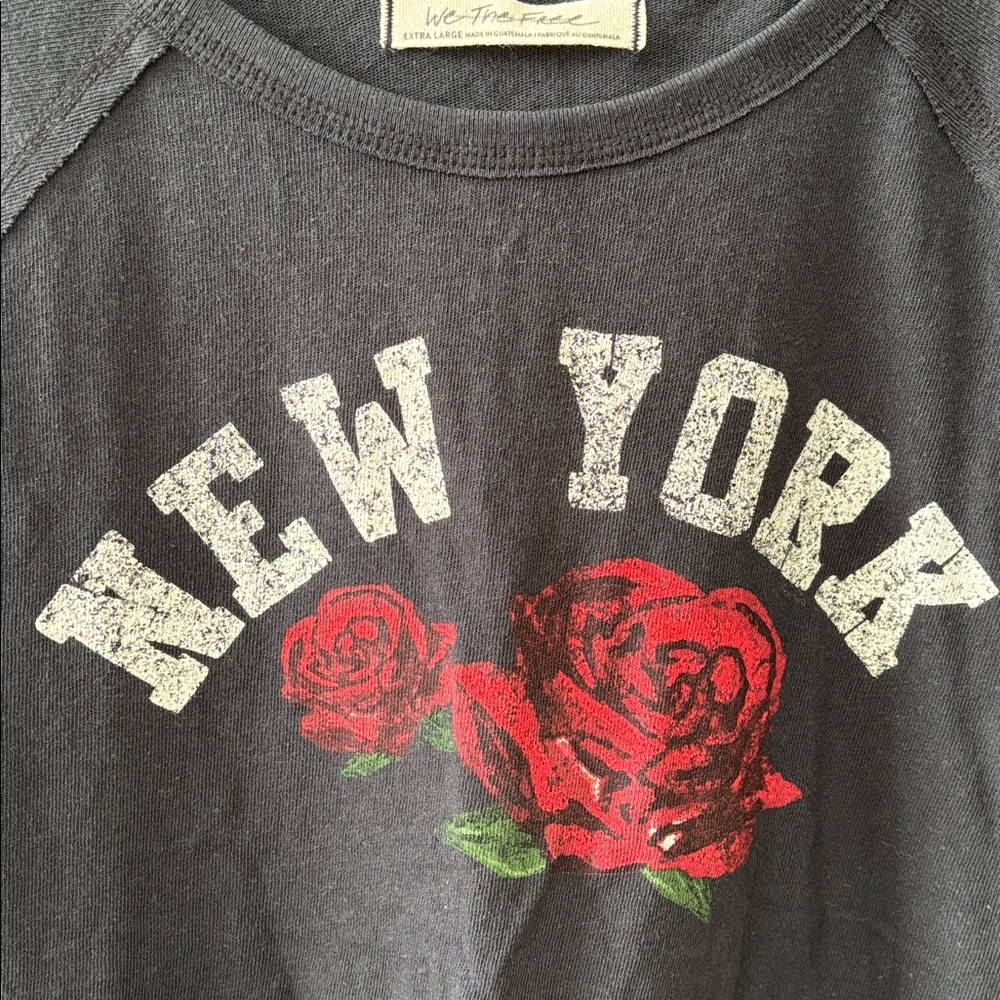 NWOT Free People Care State Flower New York Graphic Tee in Black, size L - Picture 6 of 9